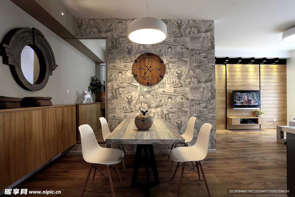 家装壁纸挂画展示空间效果图