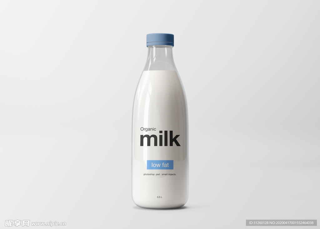 透明牛奶包装样机贴图