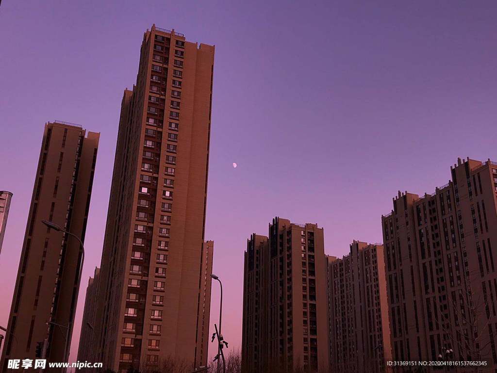 紫色天空高楼