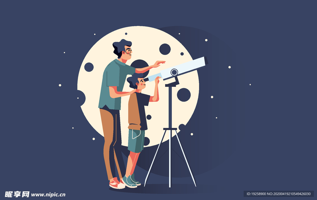 亲子卡通人物插画