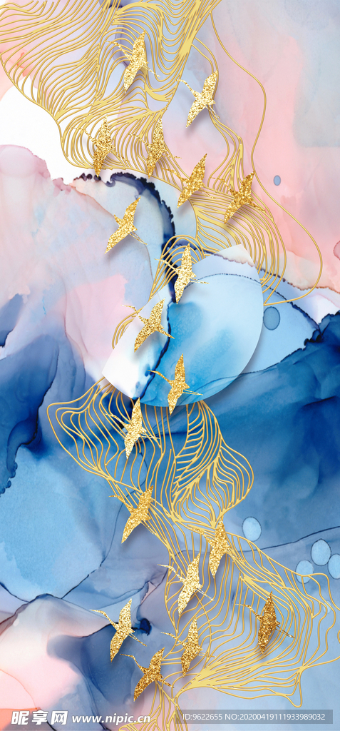 新中式抽象玄关背景