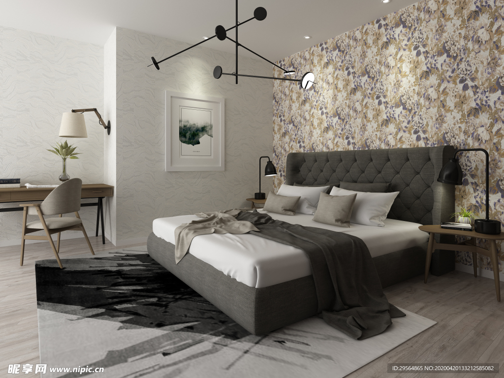 家装壁纸挂画展示空间效果图