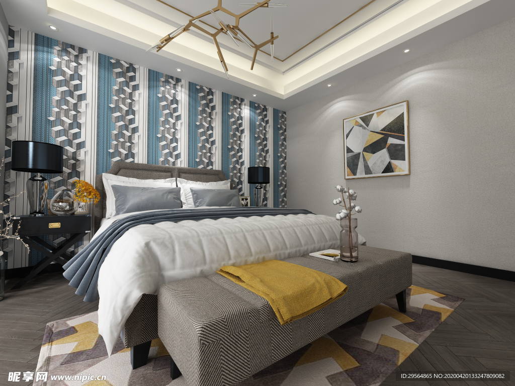 家装壁纸挂画展示空间效果图