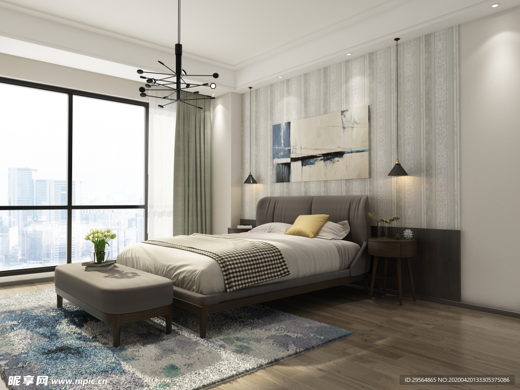 家装壁纸挂画展示空间效果图