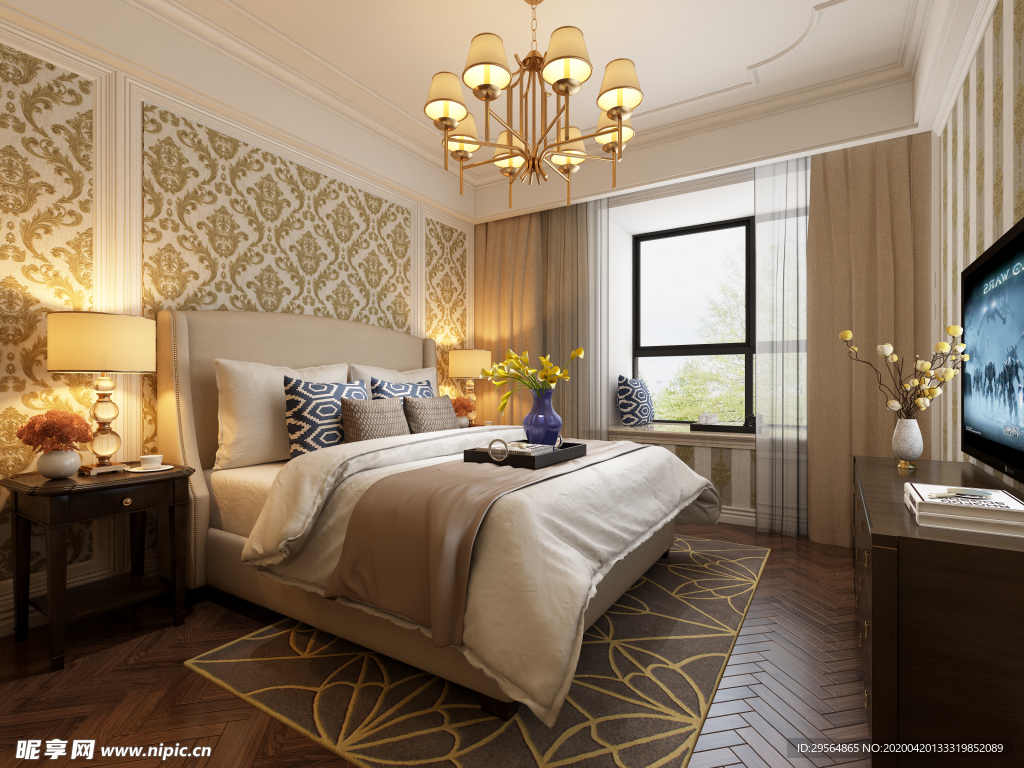 家装壁纸挂画展示空间效果图