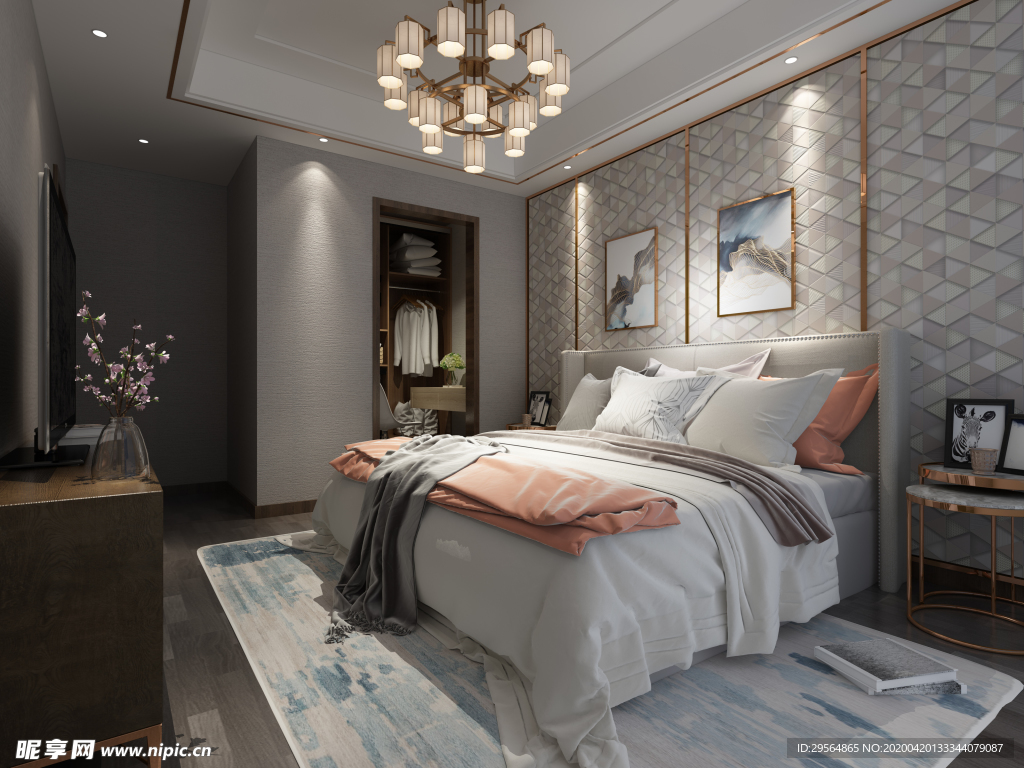 家装壁纸挂画展示空间效果图