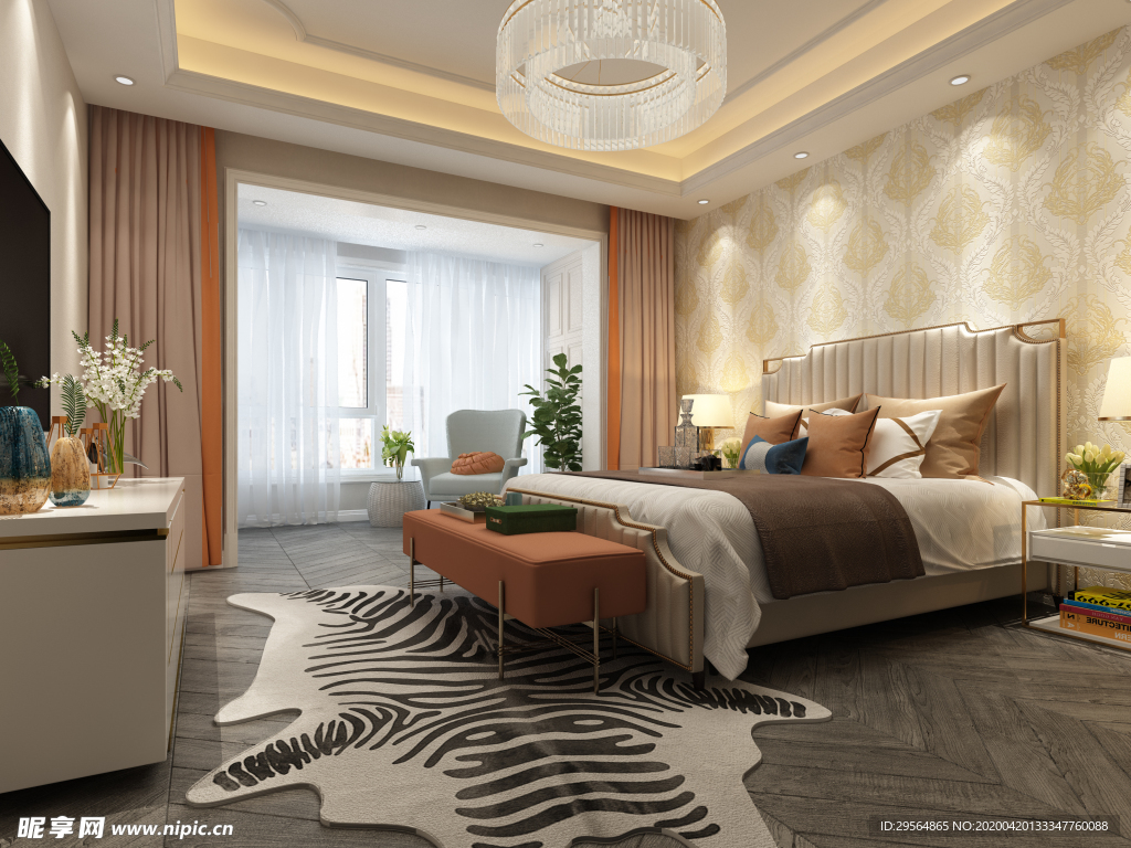 家装壁纸挂画展示空间效果图