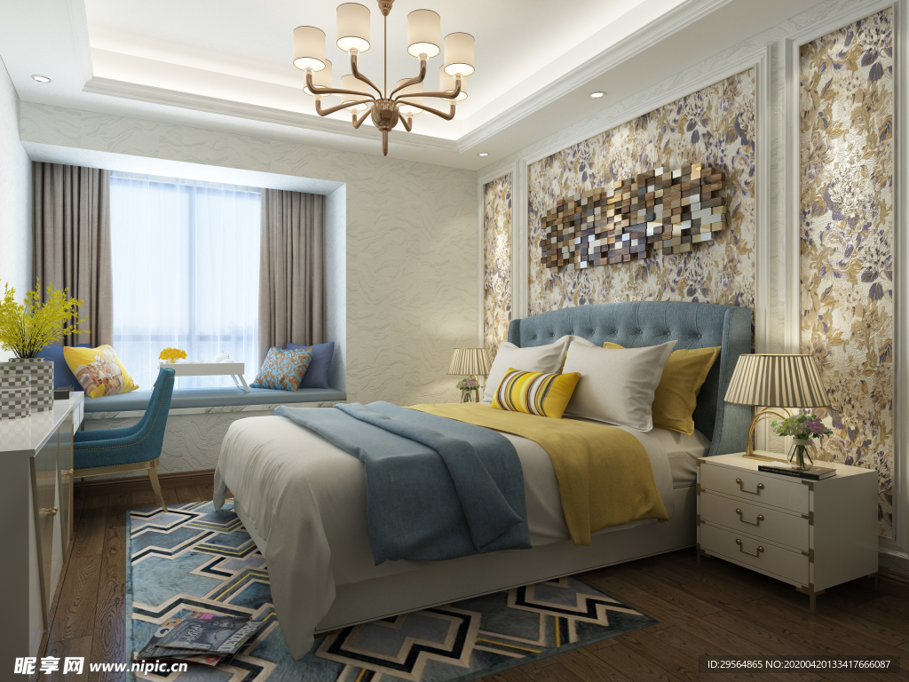 家装壁纸挂画展示空间效果图