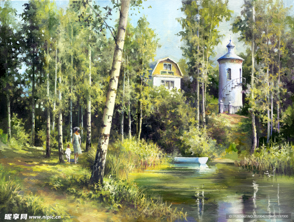 乡村行画风景装饰画喷绘素材