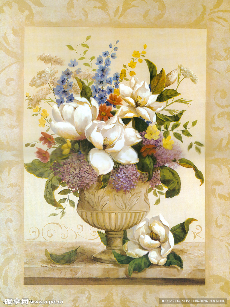 欧式花卉静物油画装饰画