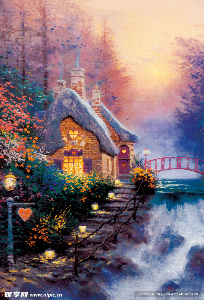 高清油画喷绘素材托马斯风景