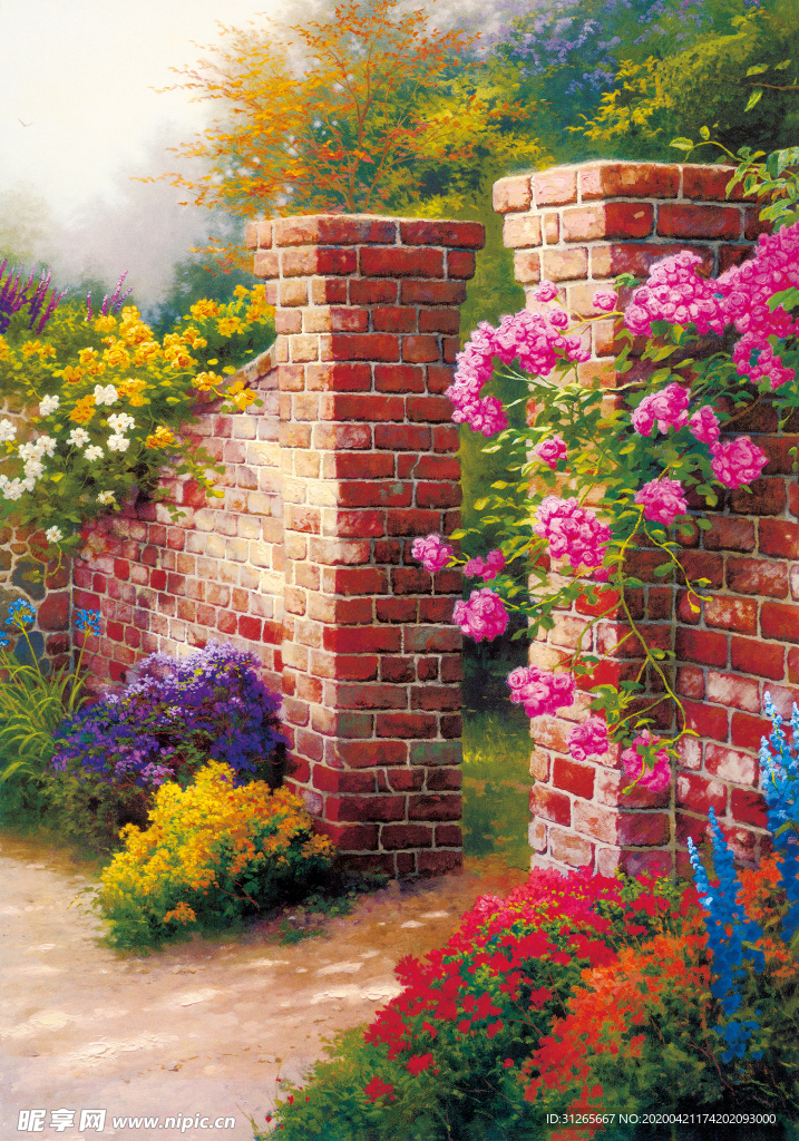 高清油画喷绘素材托马斯风景