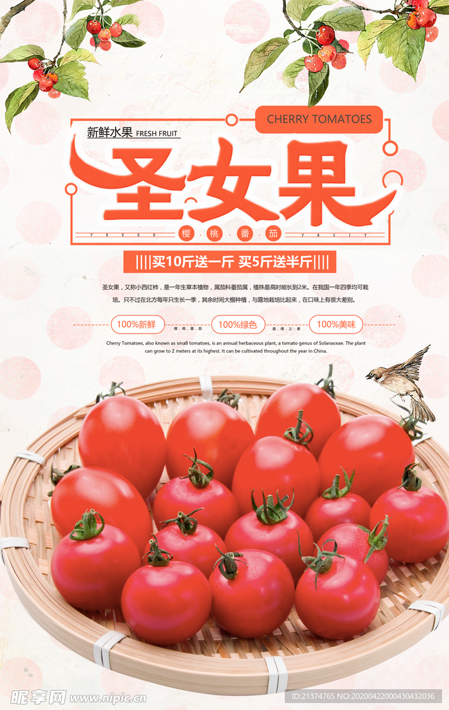简洁水果圣女果海报设计