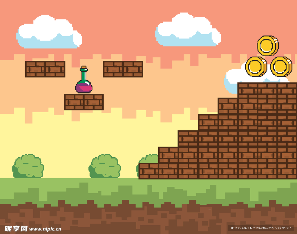 复古像素风游戏场景插画