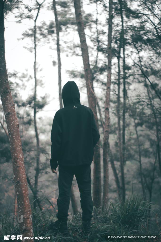 山林人物背影