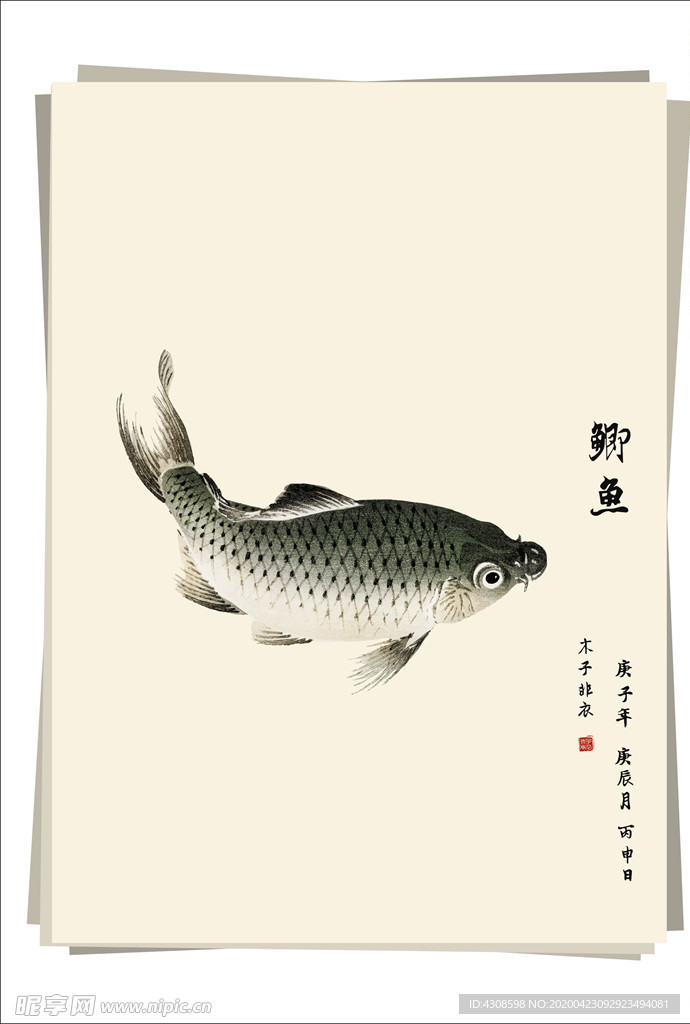 鲫鱼 水墨画