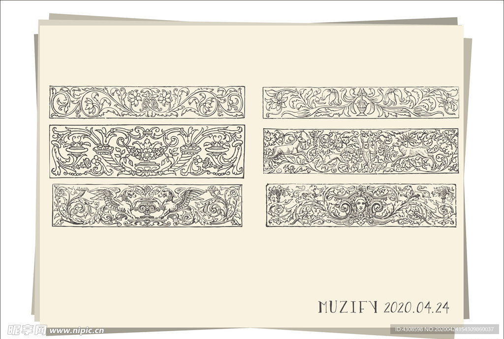 6款入 浮雕花卉底纹手绘稿