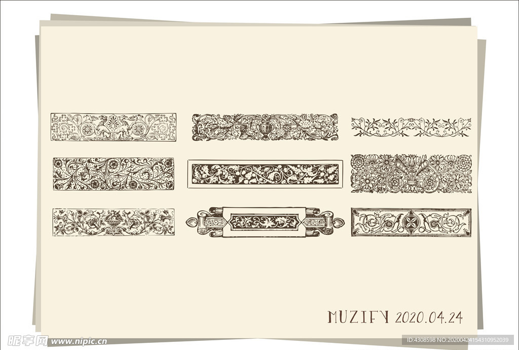 9款入浮雕花边底纹