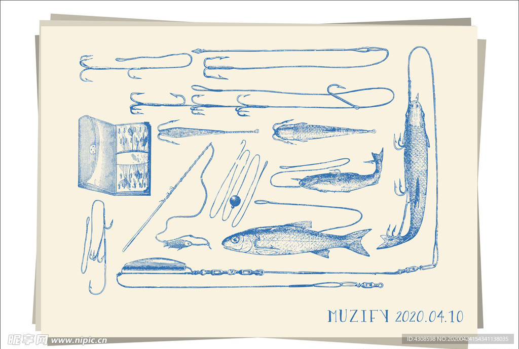 15款渔具手绘稿