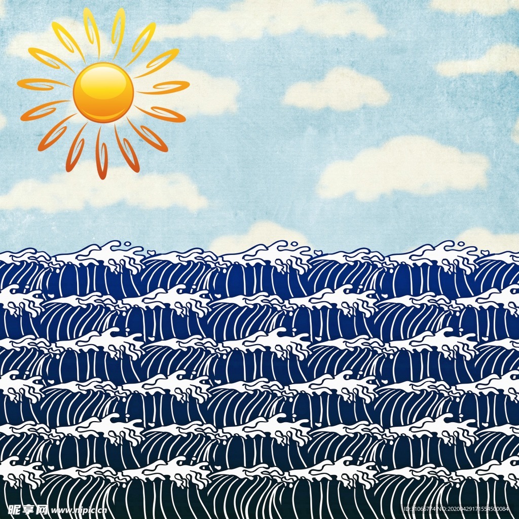 海浪插画背景