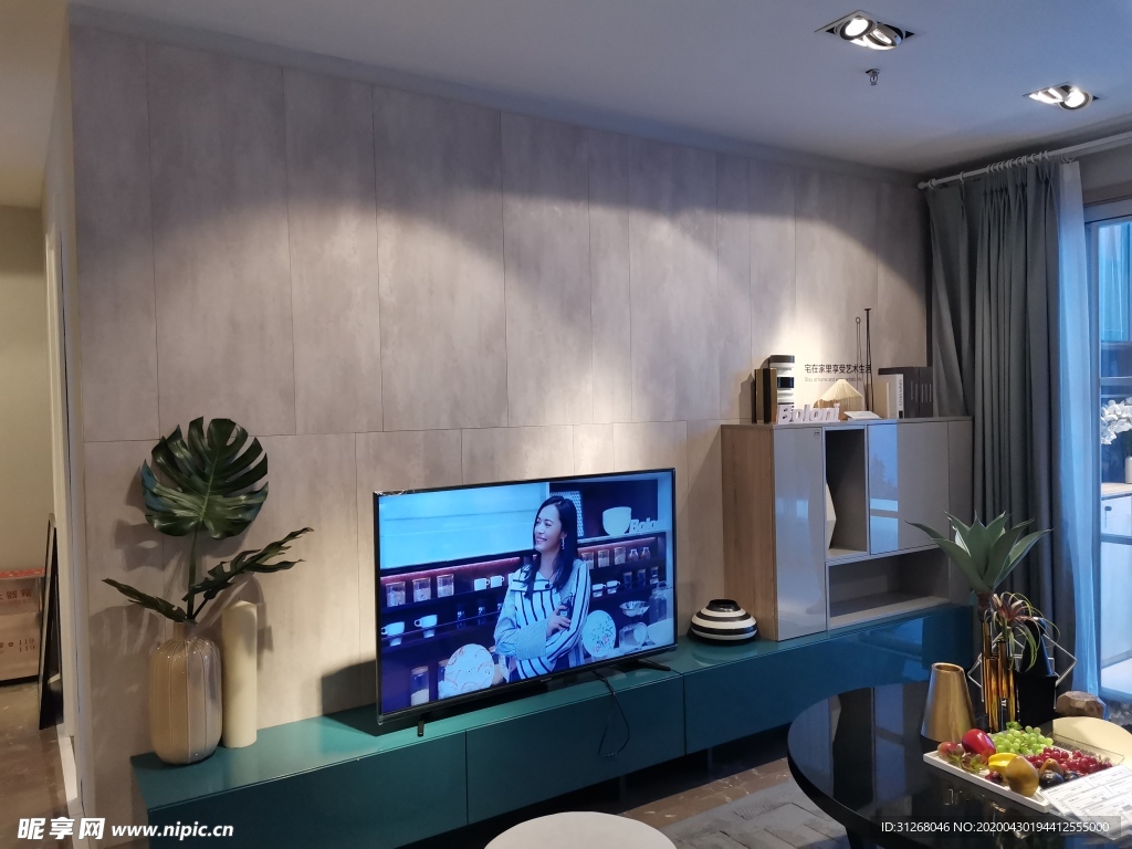 电视柜  客厅 烤漆 蓝色