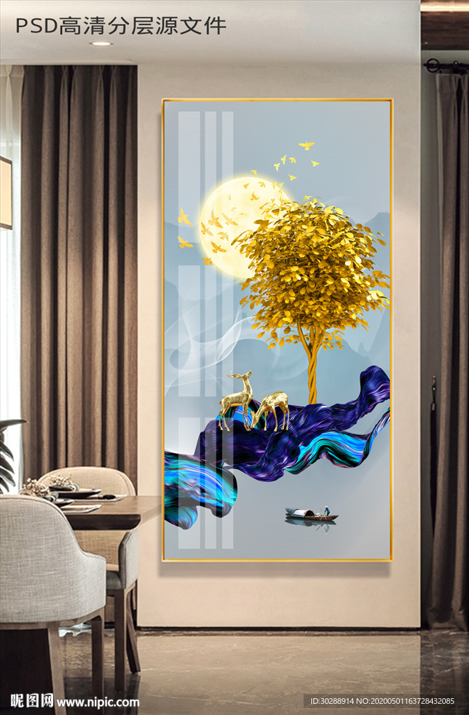 发财树玄关装饰画