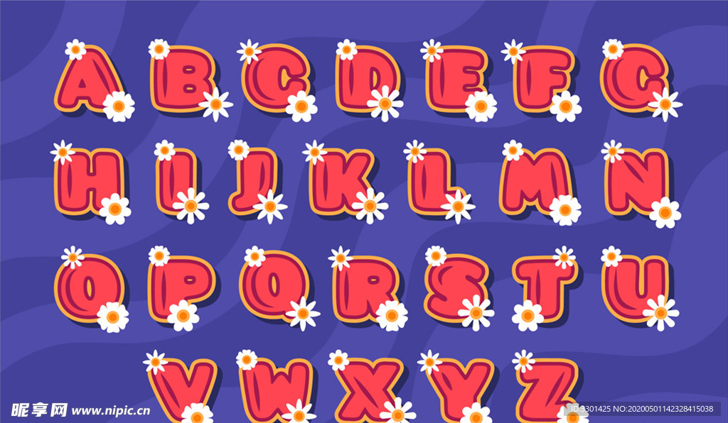 26个字母 白色花卉