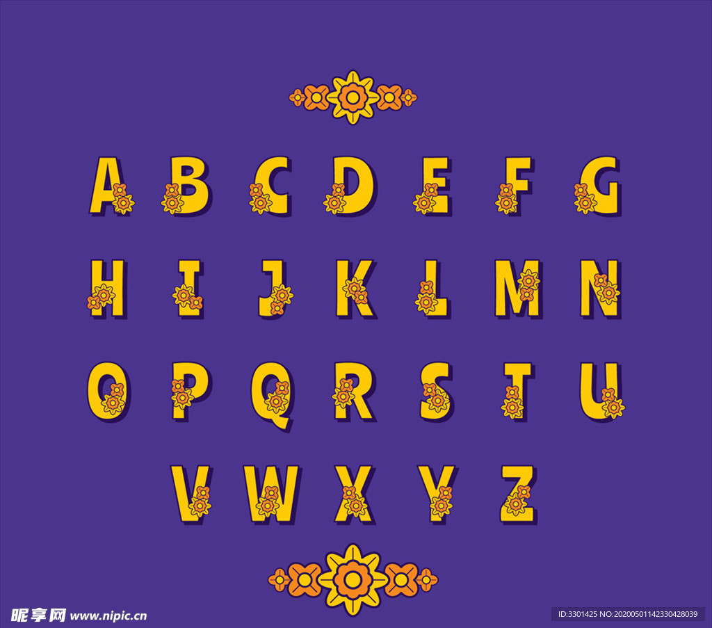 26个字母 黄色花卉