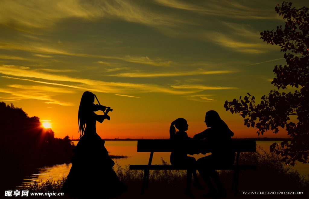 人物剪影轮廓摄影图片