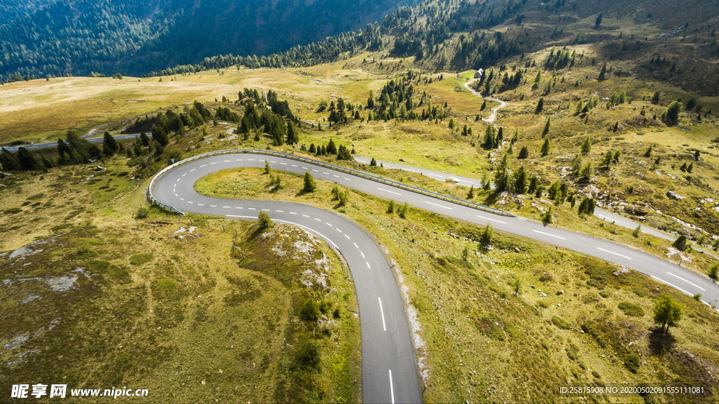 绿色环绕的公路大道图片
