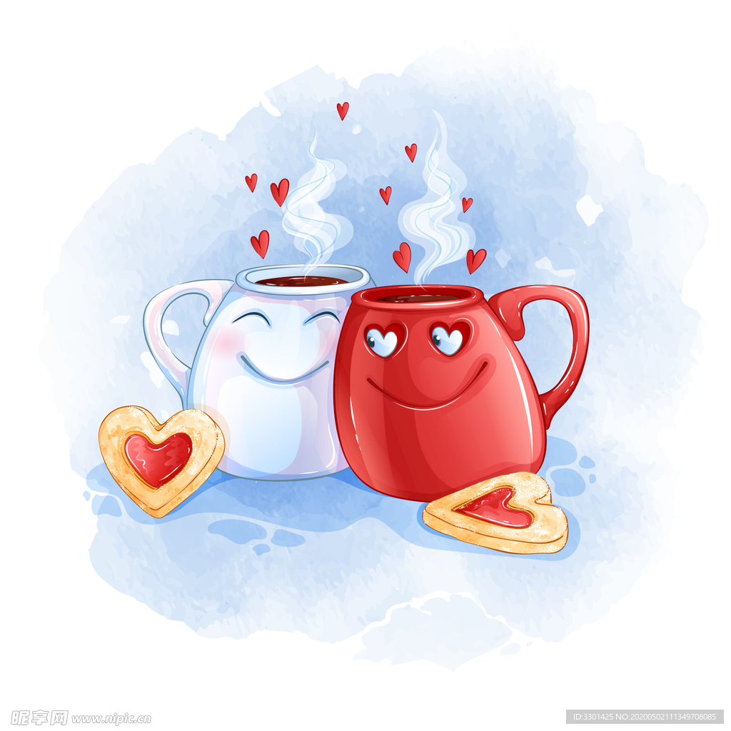 咖啡杯情侣 矢量素材