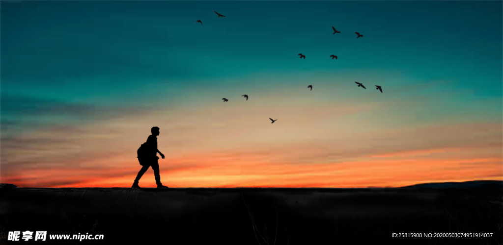 人物剪影轮廓摄影图片