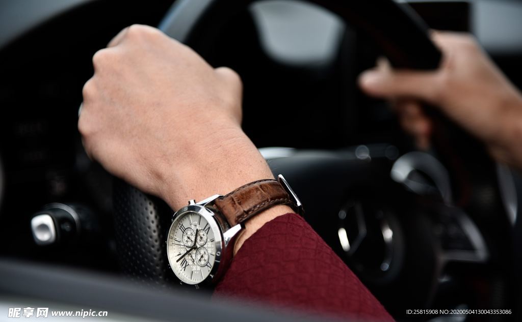 戴在手上的手表图片