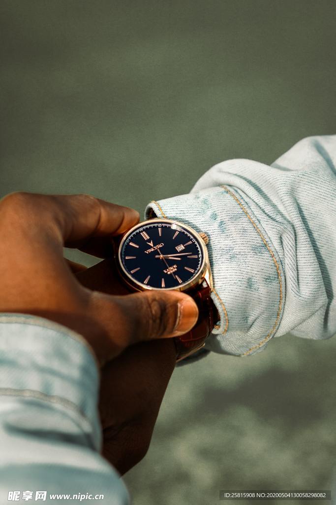 戴在手上的手表图片