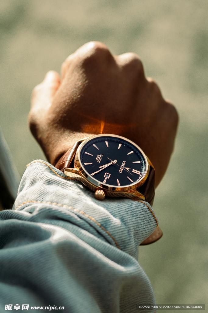 戴在手上的手表图片
