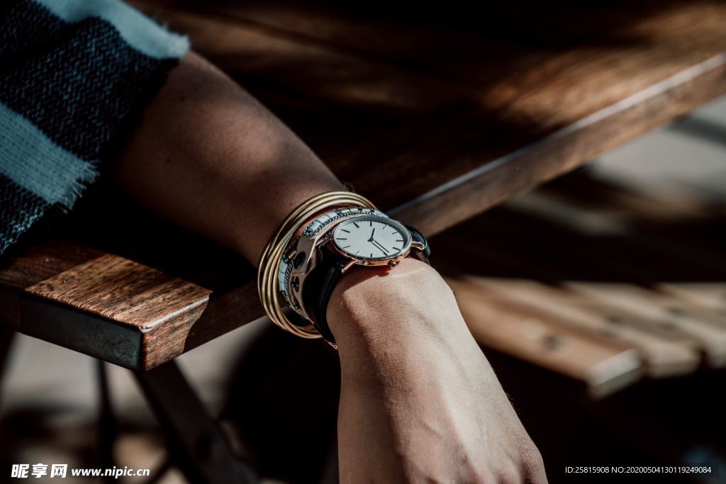 戴在手上的手表图片