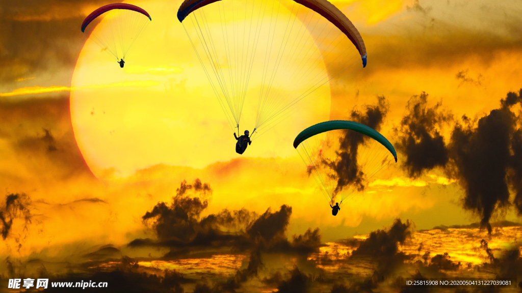 滑翔伞跳伞飞行图片