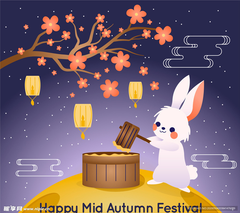 中秋节捣药的兔子
