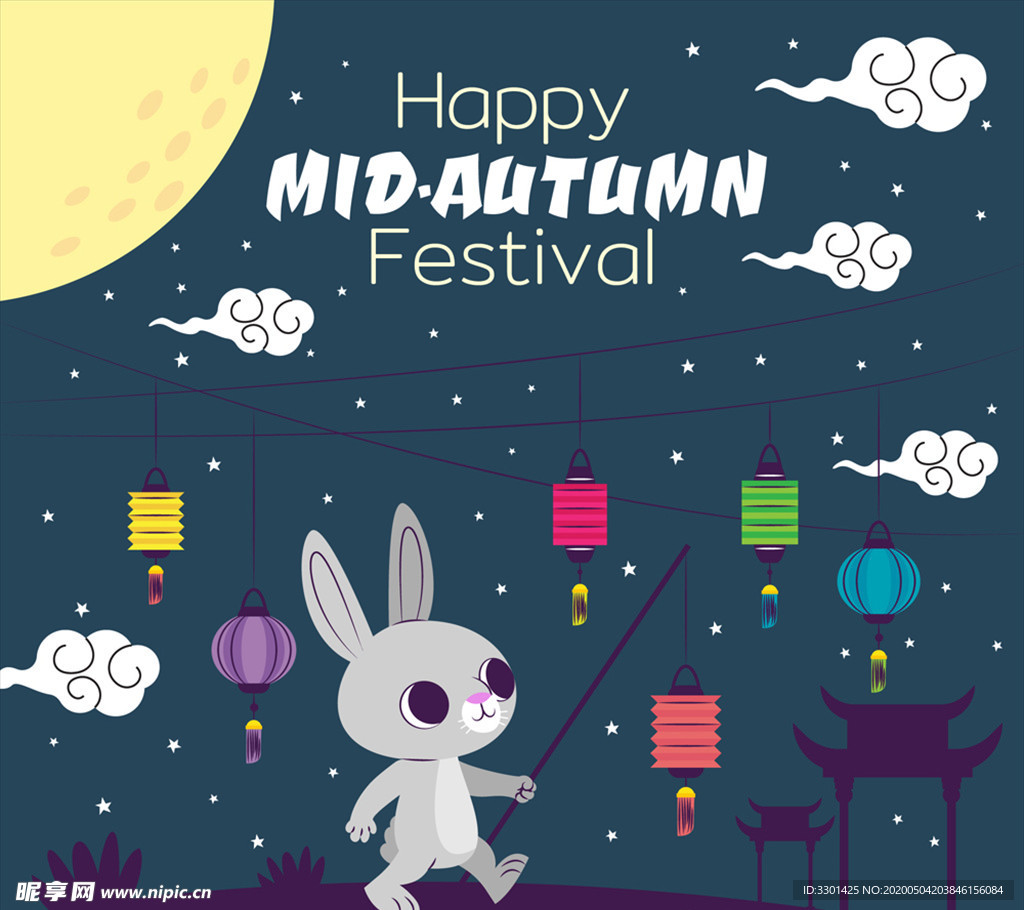 中秋节提灯兔子
