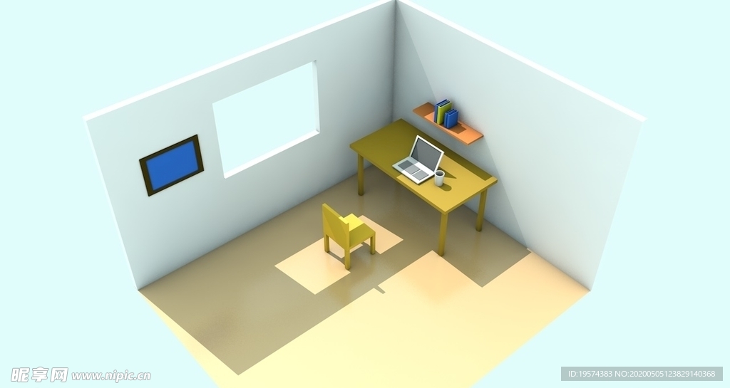 C4D 房间 模型 渲染 卡通