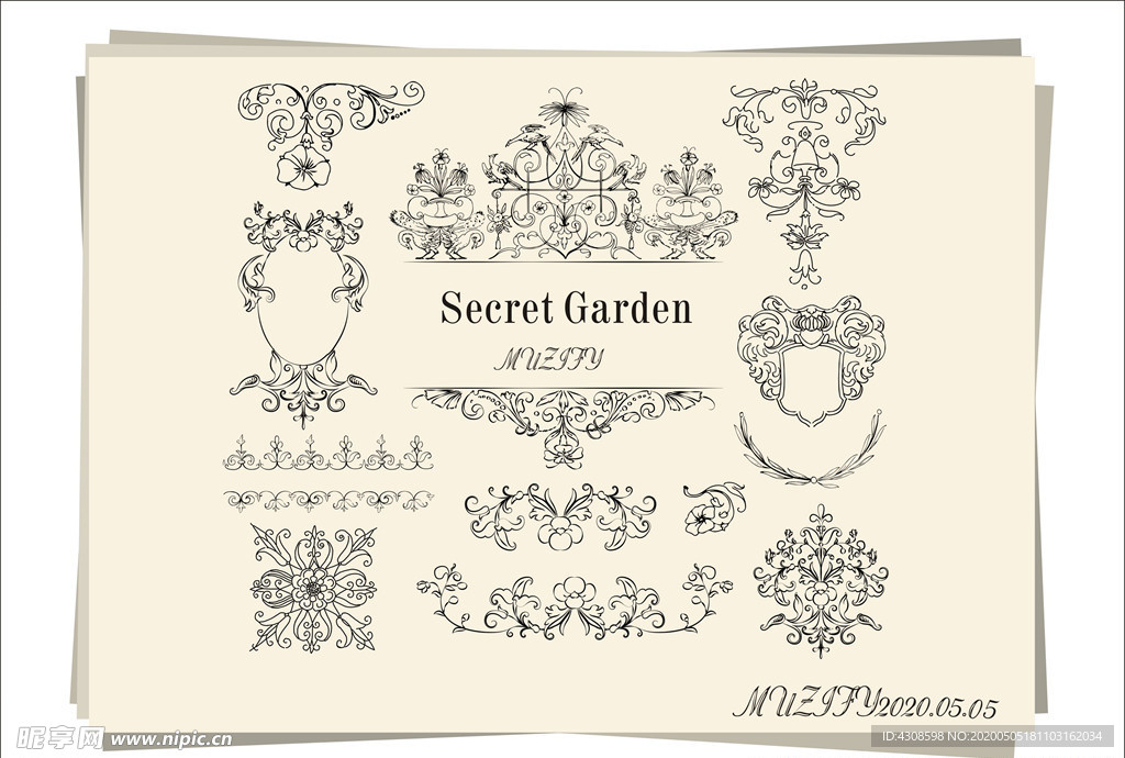 花边底纹 黑白手绘稿