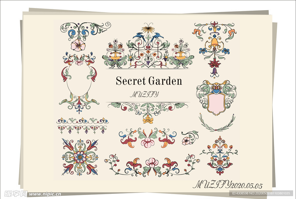 花边底纹 彩色手绘稿