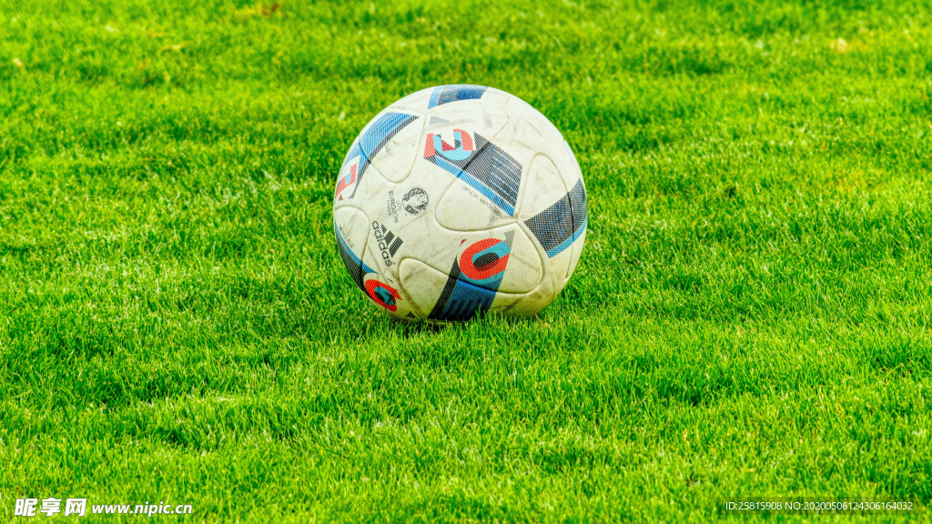 草坪足球特写图片