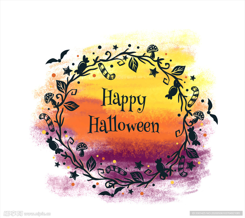 万圣节花纹贺卡