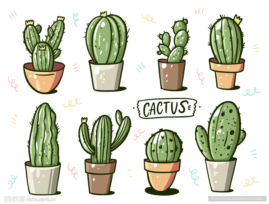 仙人掌插图矢量EPS