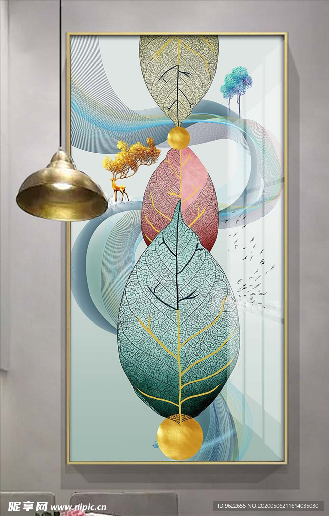 创意线条叶脉装饰画