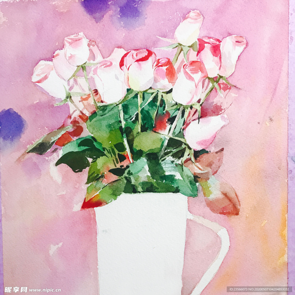 水彩彩铅绘画植物花朵