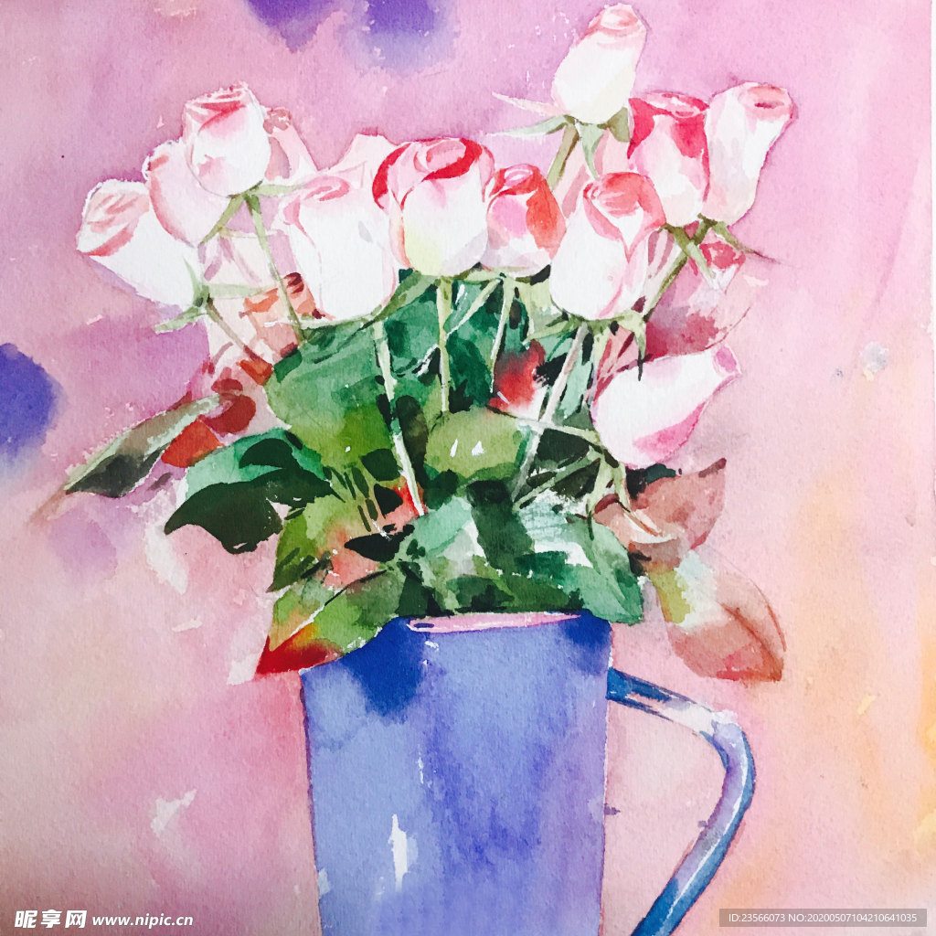 水彩彩铅绘画植物花朵