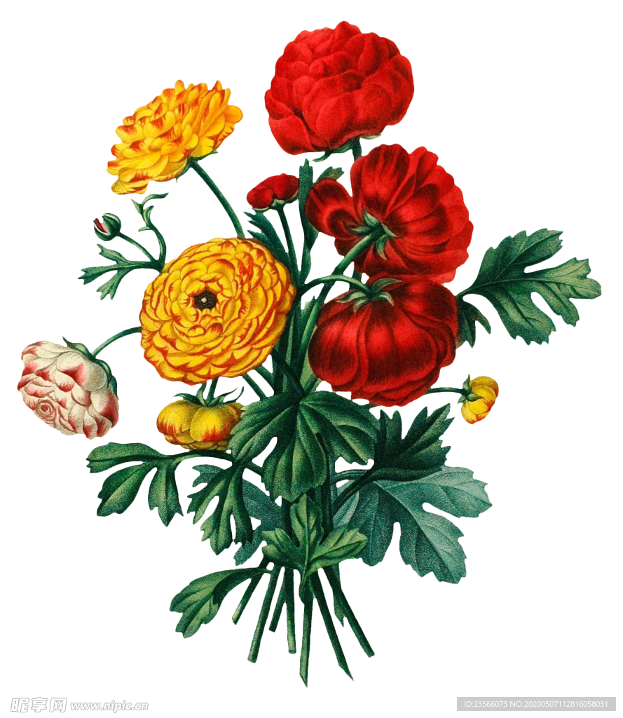 复古鲜花主题装饰图案