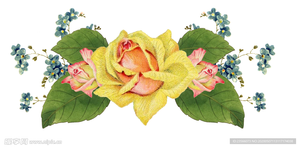 复古鲜花主题装饰图案